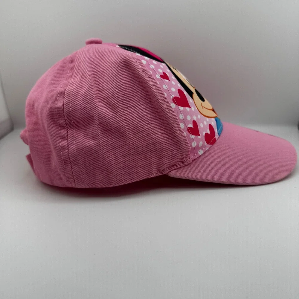 Disney Minnie Mouse Baseball Cap Kids Girls One Size Pink Heart Polka Dot Good